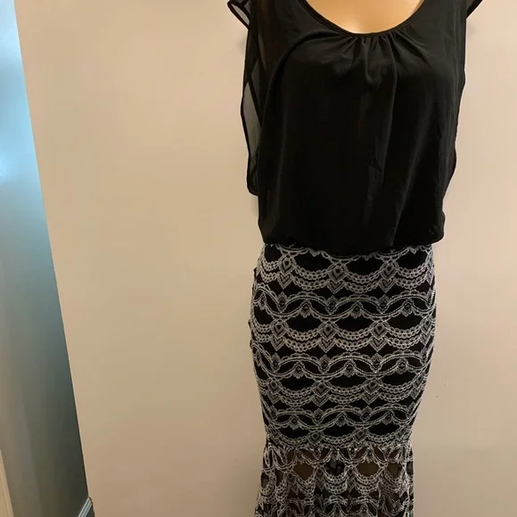 Women junior silver black high- low Bodycon mermaid maxi dress size (M) - Picture 11 of 11